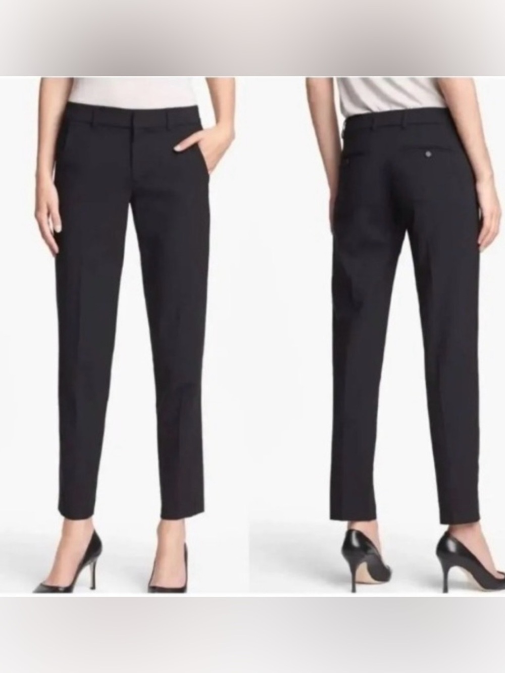 Vince Black Wool Blend Slim Tailored Trousers Dress Pants Size